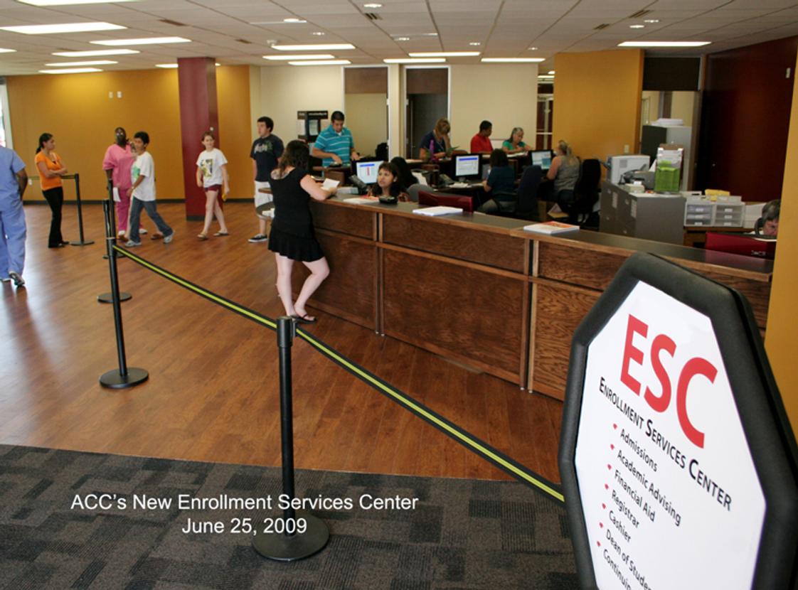 Alvin Community College Photo #1 - In June 2009, ACC opened its new Enrollment Services Center with the purpose of making the admissions process easier for students. The new ESC provides a wide range of services, including registration, admissions, financial aid, course additions and withdrawals, data requests and changes, transcript requests, graduation applications, Business Office transactions and more, to credit and continuing education students in one location.