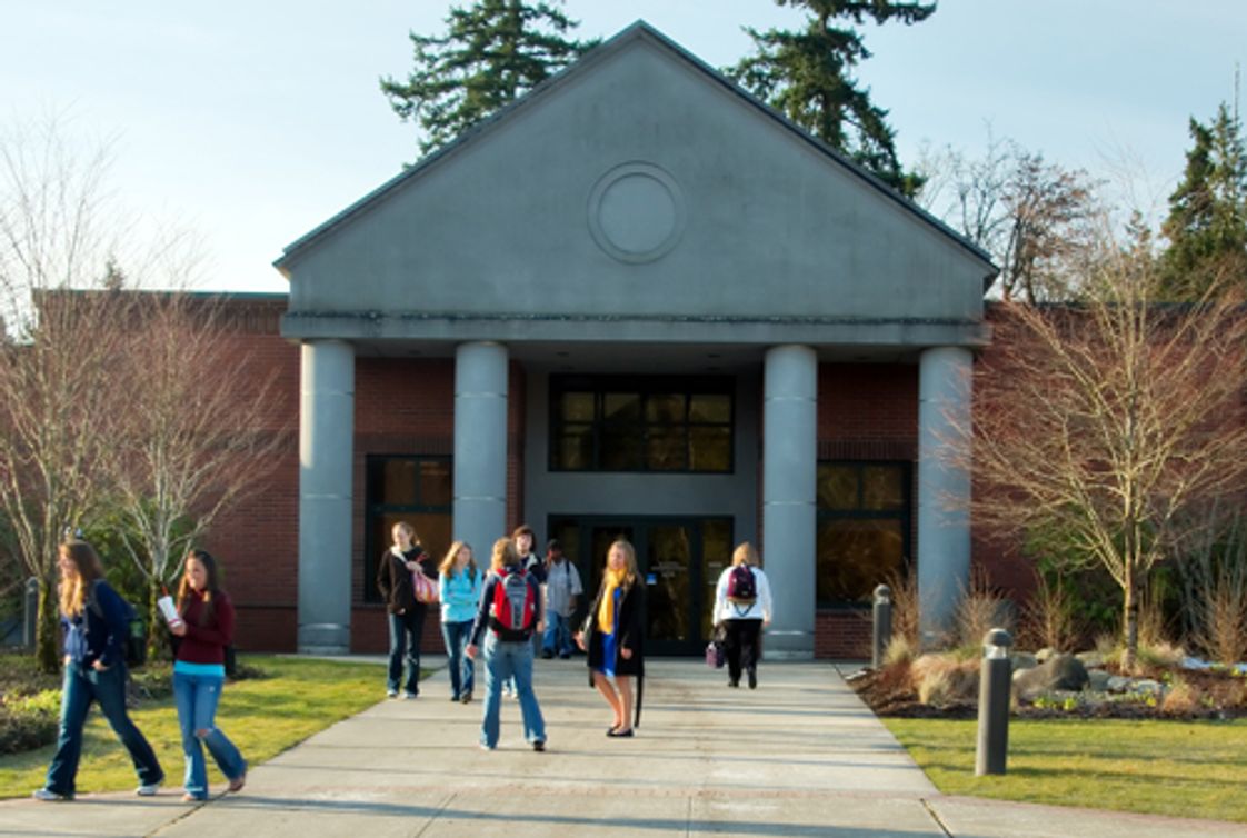 Pierce College-Fort Steilacoom Photo #1 - Students gather outside the Gaspard Building on the Puyallup Campus.